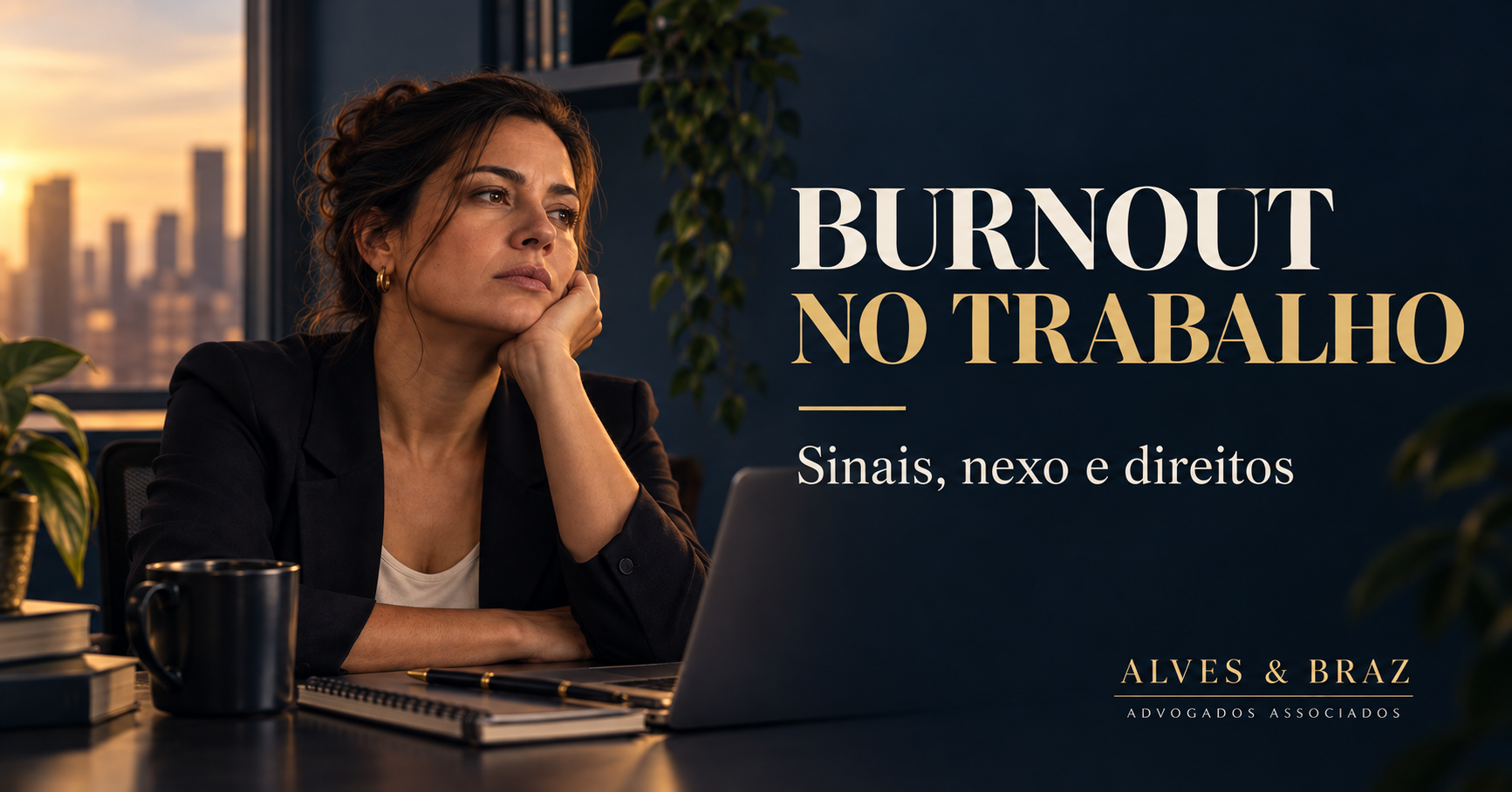 Trabalhador em situação de esgotamento profissional, representando o burnout no ambiente de trabalho