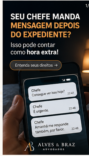Celular com mensagens profissionais fora do expediente e orientação sobre jornada de trabalho.